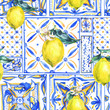 Watercolor lemon ornament seamless pattern
