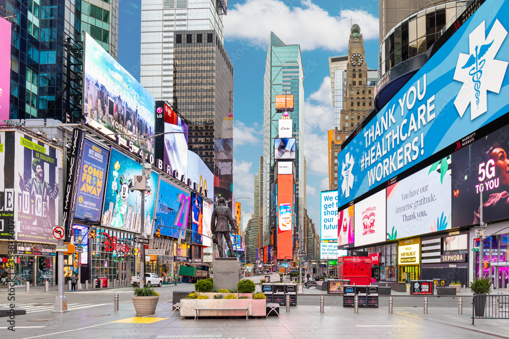 Times Square NYC during Coronavirus pandemic Lockdown Stock Photo ...