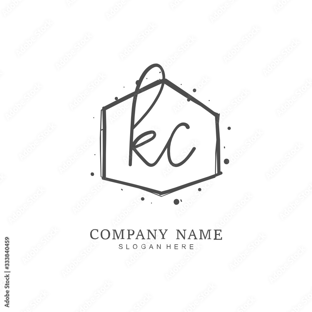 Handwritten initial letter K C KC for identity and logo. Vector logo ...
