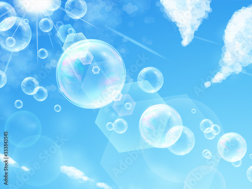 シャボン玉の背景イラスト 空 太陽 Air Wall Mural A ふわぷか シャボン玉の背景イラスト 空 太陽 Air Wall Mural A ふわぷか