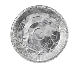 Wall Mural - foil tray pizza packaging disposable (with clipping path) isolated on white background