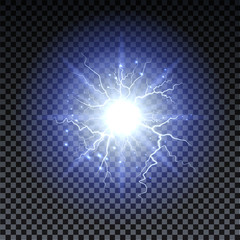 Wall Mural - lightning strikes and sparks, electrical energy on transparent background. lightning flash and spark