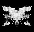© artistmef - Rorschach test ink blot illustration. Psychological test. Silhouette of black butterfly isolated.