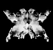 Rorschach Test Ink Blot Illustration. Psychological Test. Silhouette Of Black Butterfly Isolated. 