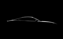 Realistic Side View Sport Car Coupe Silhouette Isolated On Black Background. Vector Illustration.