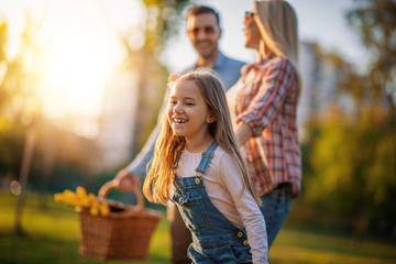 Wall Mural - Family on picnic at sunny day