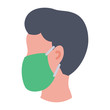 man wear mask from side icon with modern flat style icon color or colorful