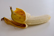 opened banana isolated on white background