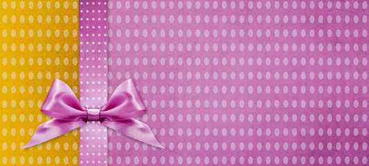 Wall Mural - happy easter gift card with pink ribbon bow Isolated on pink texture  background with copy space