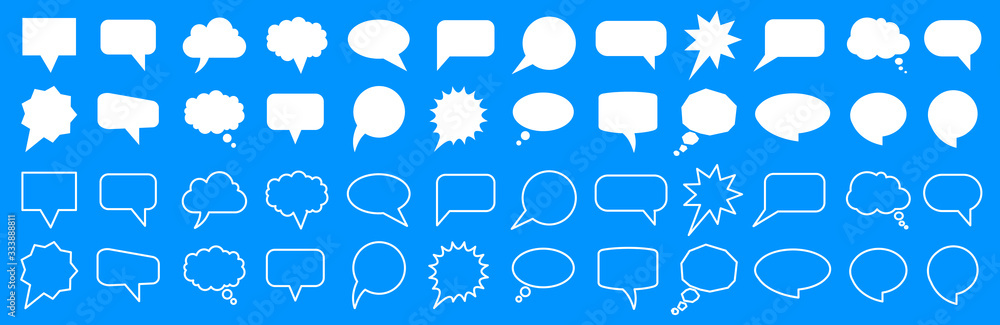 Set different empty speech discussion bubble, chat sign - for stock - obrazy, fototapety, plakaty 