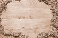 Wood Shavings On A Wooden Background From Oak Planks With Expressive Texture And Natural Pattern