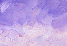 Purple And White Background Painting. Light Lavender Gradient Texture. Brush Strokes On Paper Backdrop. 