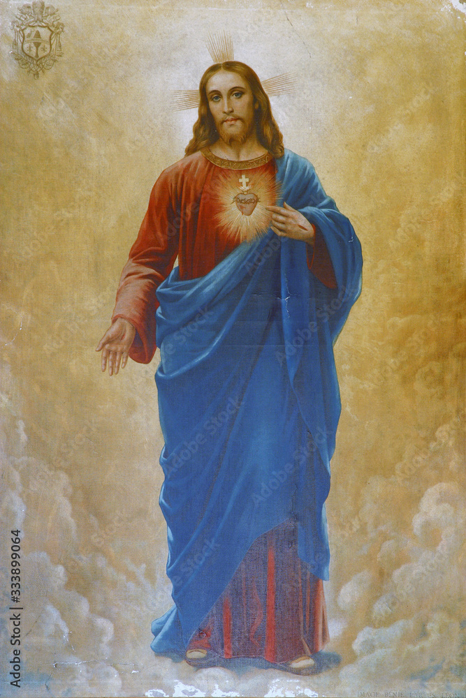 Sacred Heart of Jesus, altarpiece in the Holy Trinity Parish Church in Klenovnik, Croatia - obrazy, fototapety, plakaty 
