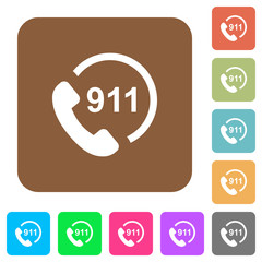 Poster - Emergency call 911 rounded square flat icons