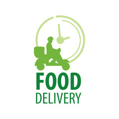 Vector logo of food delivery, courier delivery