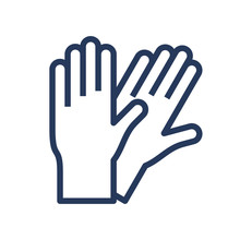 Pair Of Rubber Gloves Line, Outline Icon.