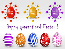 Greeting Card Happy Easter And Quarantine 2020