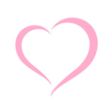 Heart Shape Pastel Pink Isolated On White Background, Heart-shaped Flat Icon Symbol, Pink Heart Shape For Decoration Valentine's Card, Heart Shape For Logo Graphic Design