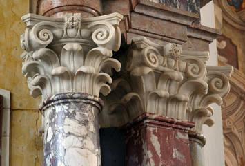 Pillar on the altar of St. Ignatius of Loyola in the Church of Saint Catherine of Alexandria in Zagreb, Croatia