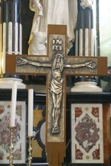 Cross on the main altar at the Church of the Assumption of the Virgin Mary in Remete, Zagreb, Croatia