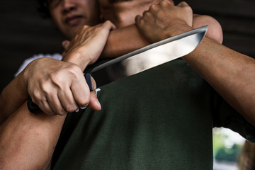 Portrait of a man who was attacked using a knife from the criminal