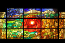 View The Elements Of Life, Stained Glass Window By Sieger Koder In Benediktbeuern Abbey, Germany