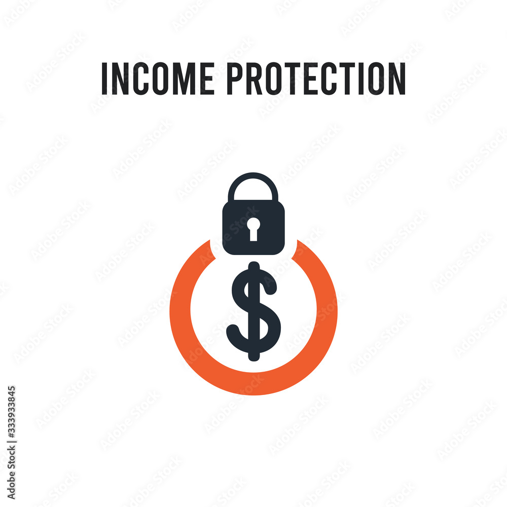 Income protection insurance vector icon on white background. Red and ...