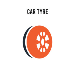 Wall Mural - car tyre vector icon on white background. Red and black colored car tyre icon. Simple element illustration sign symbol EPS