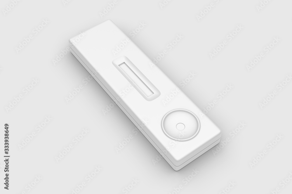 Blank rapid home self test kit packaging for branding, 3d render illustration.