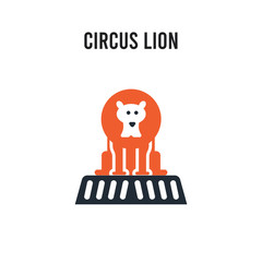 Sticker - Circus Lion vector icon on white background. Red and black colored Circus Lion icon. Simple element illustration sign symbol EPS