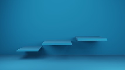 Wall Mural - blue table in studio or showroom for present product, 3d rendering