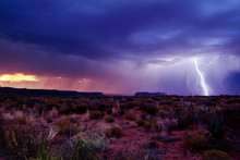 Landscape With Lightning In The Arizona Desert