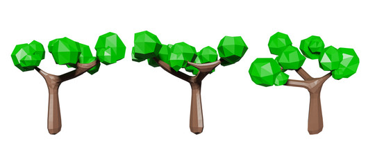 Aufkleber - polygon tree on white background with clipping path