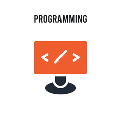 Wall Mural - programming vector icon on white background. red and black colored programming icon. simple element 