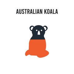 Sticker - Australian Koala vector icon on white background. Red and black colored Australian Koala icon. Simple element illustration sign symbol EPS