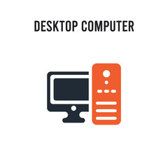 Wall Mural - desktop computer vector icon on white background. red and black colored desktop computer icon. simpl