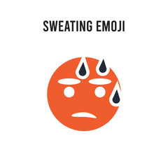 Sticker - Sweating emoji vector icon on white background. Red and black colored Sweating emoji icon. Simple element illustration sign symbol EPS