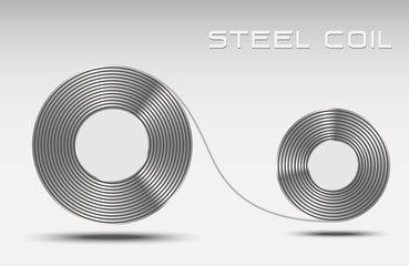 Rolled steel coil straps, Steel plate metal sheet industry, side view flat icon illustrator