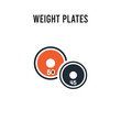 © t-vector-icons - Weight plates vector icon on white background. Red and black colored Weight plates icon. Simple element illustration sign symbol EPS