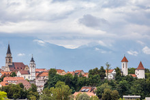 Kranj Town With Alps In Slovenia