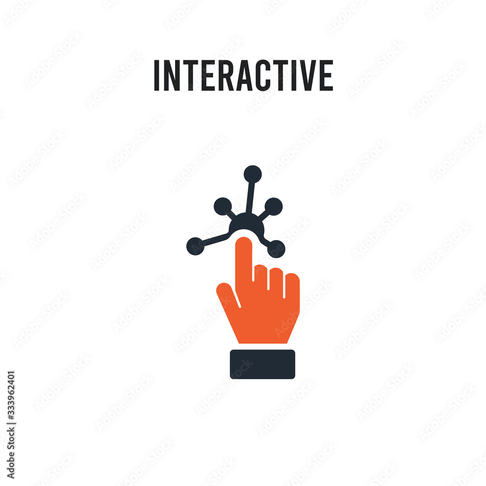 Interactive vector icon on white background. Red and black colored Interactive icon. Simple element illustration sign symbol EPS