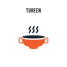 Tureen Vector Icon On White Background. Red And Black Colored Tureen Icon. Simple Element Illustration Sign Symbol EPS