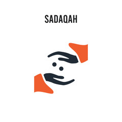 Sadaqah vector icon on white background. Red and black colored Sadaqah icon. Simple element illustration sign symbol EPS