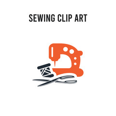 Wall Mural - sewing clip art vector icon on white background. Red and black colored sewing clip art icon. Simple element illustration sign symbol EPS