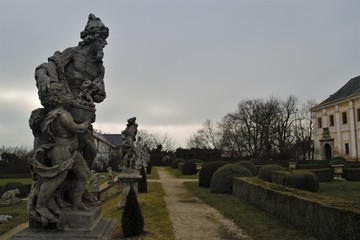 Wall Mural - Park alley with statues