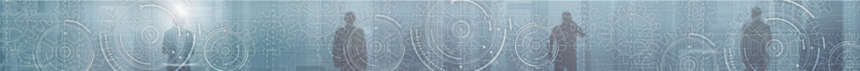 Wall Mural - horizontal technology background. headers website. mechanism, gears work.