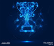 © newrossosh - A hologram award. Award from polygons, triangles of points and lines. Award low-poly compound structure. The technology concept.
