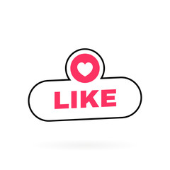Wall Mural - Like button with heart label on a white background. Social media icons. Modern vector illustration