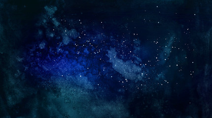 Wall Mural - cosmic watercolor illustration. colorful space background with stars