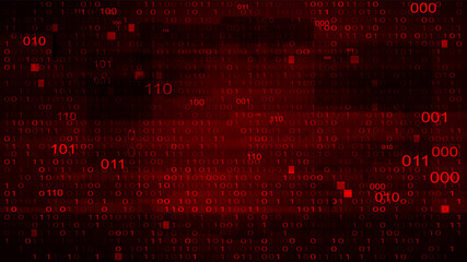 Abstract Red Background with Binary Code. Malware, or Hack Attack Concept
